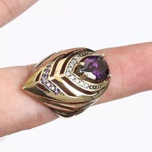 Feather dome Amethyst ring 7.5